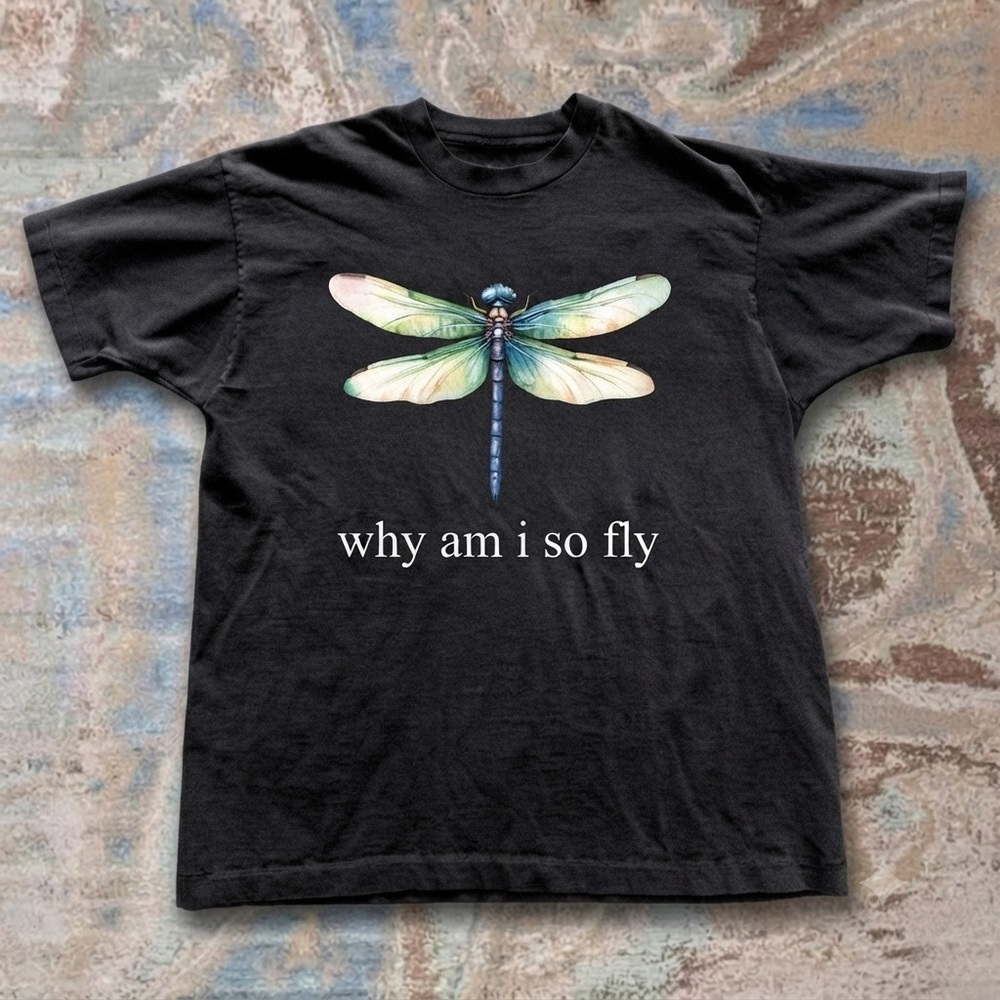 Black Dragonfly Graphic Tee - Why Am I So Fly